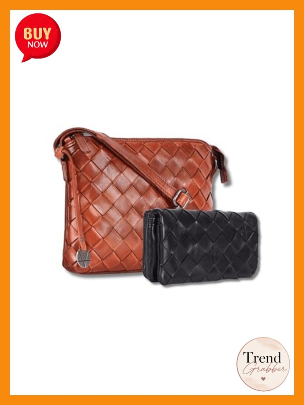Genuine Leather Crossbody Bag and Wallet Set for Women Zipper Coin Purse